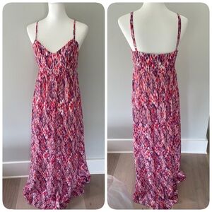 Felicity & Coco Maxi Dress Sz Large Multicolor Coral & Purple